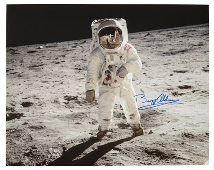 Buzz Aldrin Single Signed 16 x 20 Moon Image  